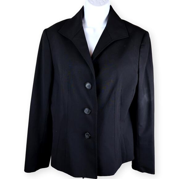 Lafayette 148 NY Suit Jacket Blazer 8 Black Stretch Virgin Wool 10 - Picture 1 of 9